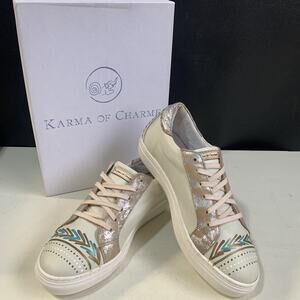 Karma Of Charme Naïf Hand Painted Leather Low Top Woman Sneakers Unique Size 36
